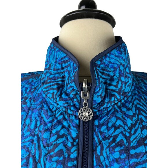 PLUS Coastal Oversized Striped Aqua Blue Catherines Zip Up Vest, Women's 4X - Picture 2 of 12